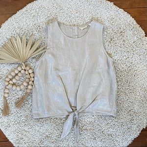 Christian Siriano Linen Iridescent Sleeveless Top